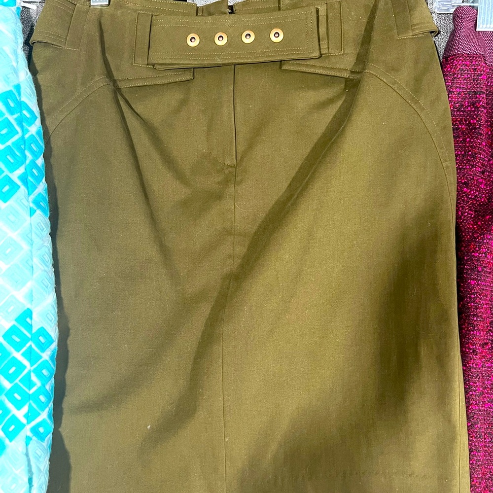 EUC PerSe Olive green pencil skirt